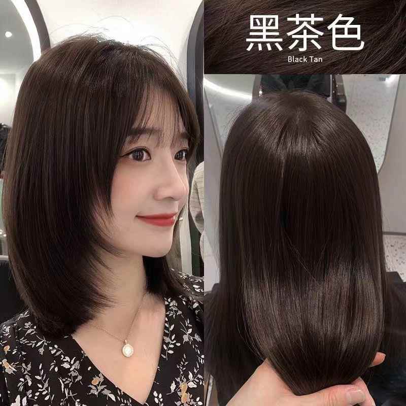黑茶色染发膏2024流行色爆款天然植物染发剂自己在家染发学生党