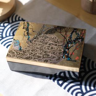 高档本进口山女中漆器首饰盒珠宝嫁日妆日式高端乔迁结婚盒礼物生
