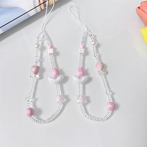 手机CDD拍立得挂绳粉色串珠郁金香星星珠珠甜美手机链爱心耳机挂