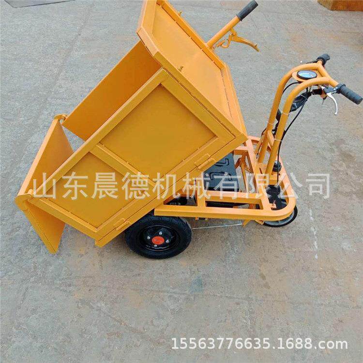 878电动手推地灰斗车水工泥拉沙子三轮搬运车可骑行站立