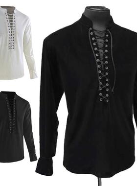 Men's Long sleeved Stand up Collar T Performance Stage