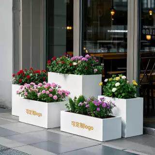 成品铁艺不锈钢花箱户外花盆围栏售楼部长方形奶茶店隔断花坛