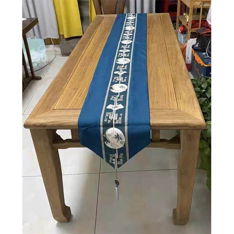 正品榆木茶桌复古台中式马蹄桌实木长条餐椅民宿桌禅意老八仙桌定