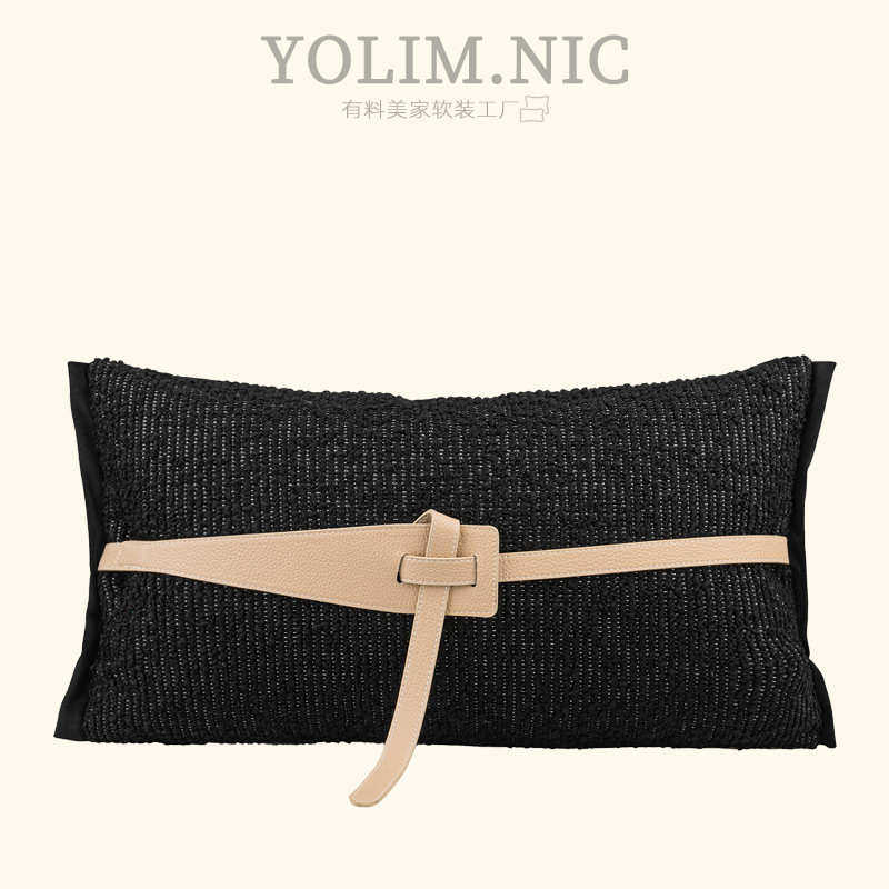 现代简约样板间装饰腰枕黑色腰靠垫设计师款靠枕酒店民宿软装靠包,居家布艺,靠垫/抱枕,淘宝优惠券,粉丝福利购,淘宝优惠卷