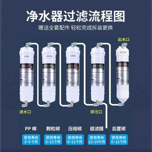 净水器滤芯通用超滤膜活性炭10寸PP棉韩式 五级套装 快接家用净水机