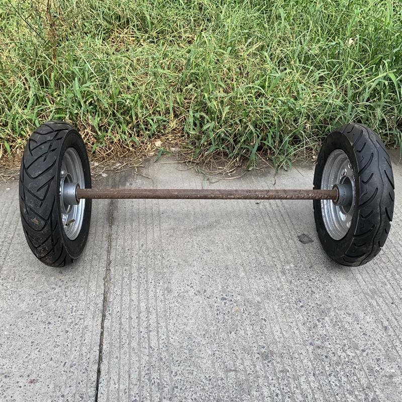 17连轴马车寸手推工地轮带两轮摩托轮胎发电机翻新喷漆拖车 轴