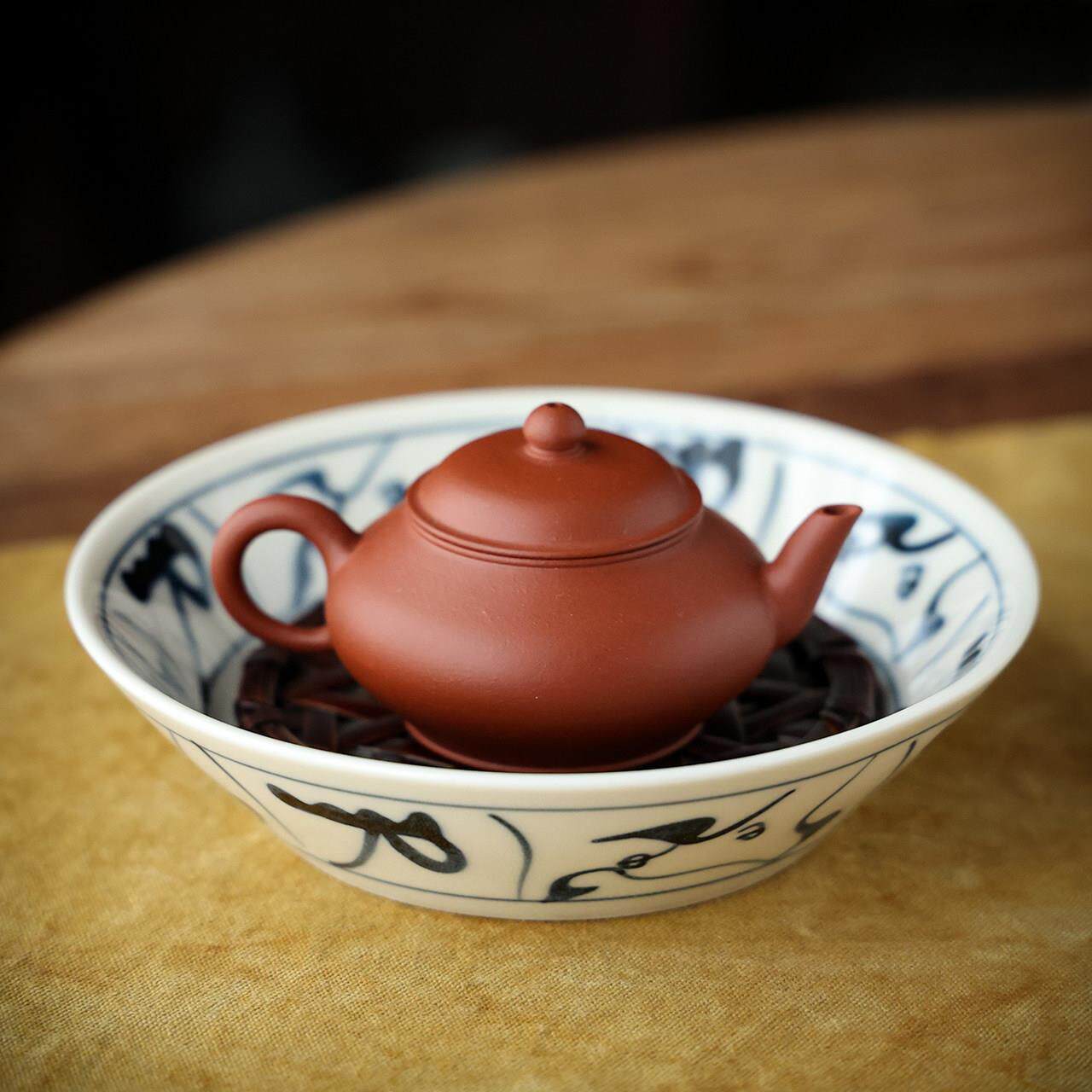 刀子纹壶承 干泡台 青花手绘壶托 潮州手拉壶仿古壶承 茶海紫砂壶