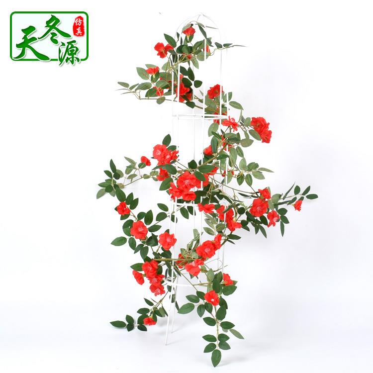 新款直销仿真蔷薇花绢花条 仿真植物花藤条婚庆装饰假花藤蔓蔷薇