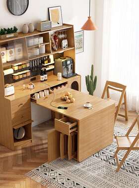 W餐柜折餐叠桌一体日式多功能伸缩隐7藏ASJ小户型家用隐形带桌子