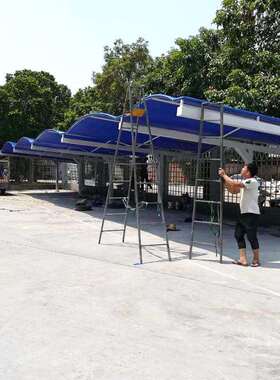 家直厂供波浪形停车棚钢结构充电设桩车阳棚商业wlg施遮棚