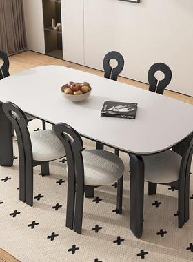 中古风实木奶餐桌5椅20新款2岩板美式黑色实木日式复古油ACS系客