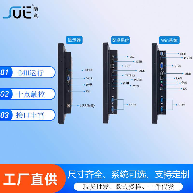 嵌入式显示器安卓壁挂触摸一体机工控机自助终端售货柜工业显示器