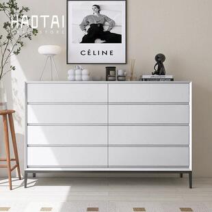 意式极简烤漆八斗柜北欧现代客厅实木餐边柜卧室床尾抽屉收纳柜子