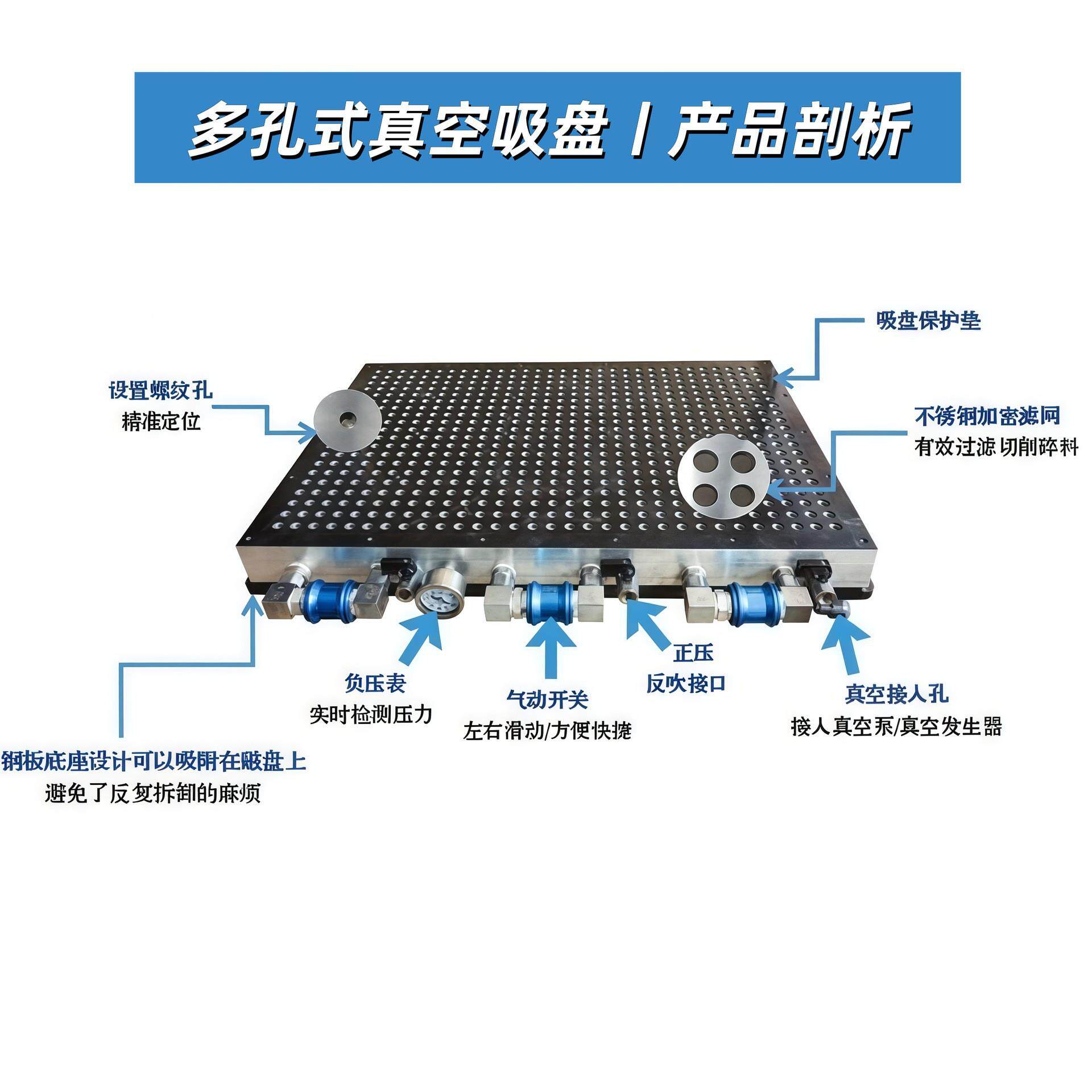 自动真空多孔盘数控设备密机加工模具机械配专用吸精大吸力DKZK10