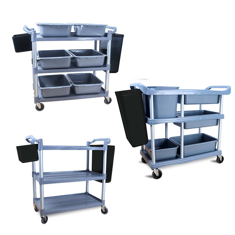静音收集手推多用途塑料餐车酒店工具大号服务车送餐收碗传菜车