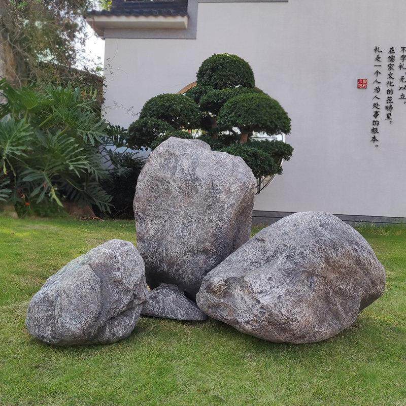 仿真泰山石敢当室外造景镇宅玻璃钢石头庭院转角补角摆件空心道具