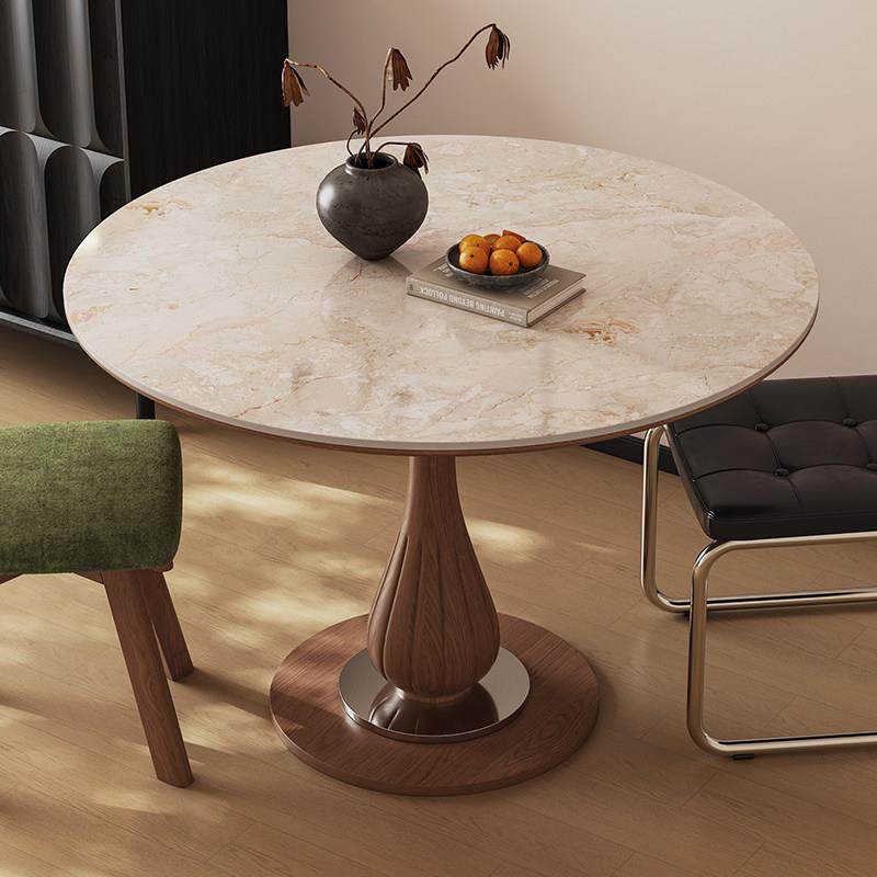 小团圆岩板圆桌家用餐桌椅中古风洽谈桌复古小户型包豪斯实木餐桌,住宅家具,岩板餐桌,淘宝优惠券,粉丝福利购,淘宝优惠卷