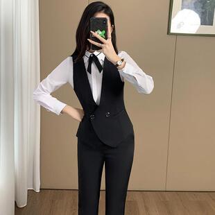 职业装女马甲套装工作服三件套美容师珠宝店酒店前台接待员工作装