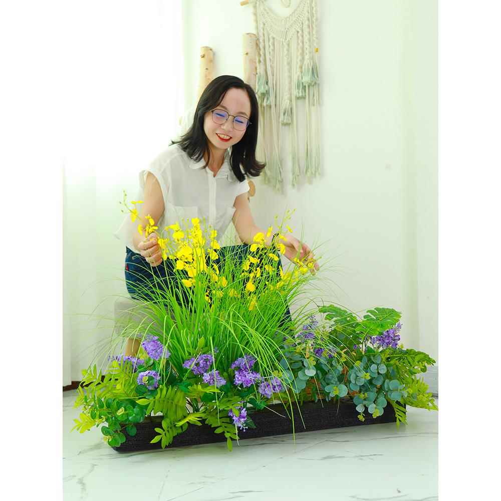 花装饰外摆花草花槽花阳台塑料户外景观花箱假花摆设绿植
