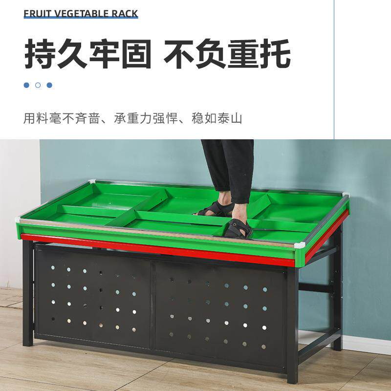 超市蔬菜水果货架加厚蔬菜水果店货架果蔬架双层蔬菜水果展示架L^