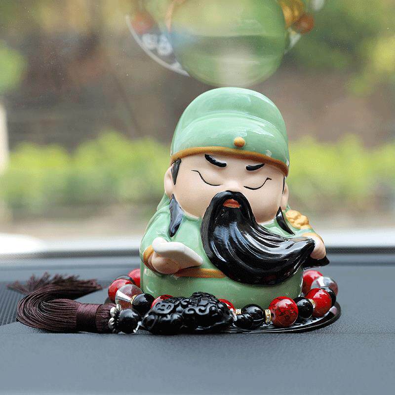 国潮Q版关公陶瓷摆件车载招财武财神创意礼品厂家直销