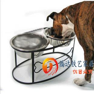 铁艺狗碗双盆狗食架大狗食架狗盆架自动喂食器宠物通用吃饭碗盆架