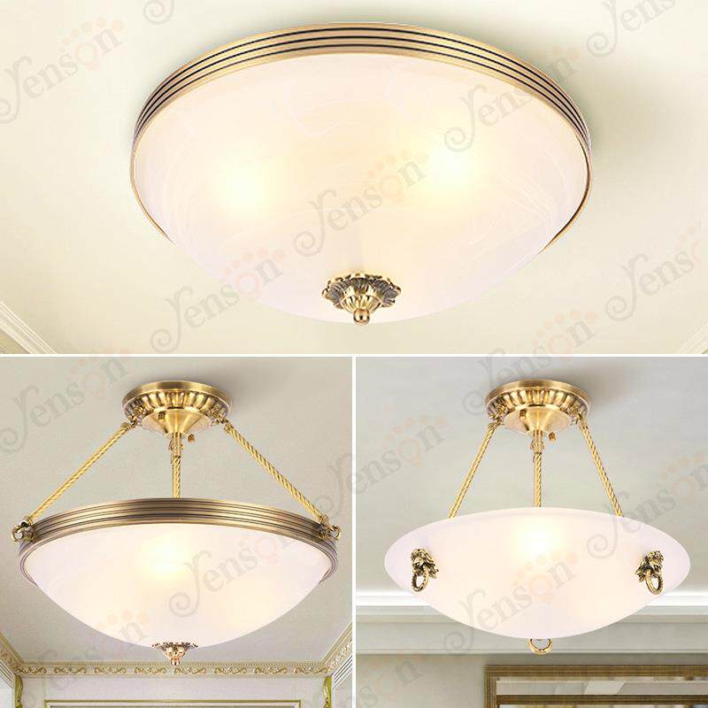 欧式全铜仿云石吊灯半吸顶卧室灯简约书房走廊门厅过道半复古风