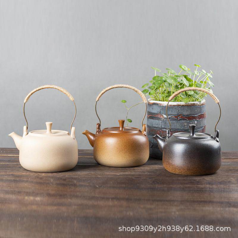 纯陶壶电陶炉明火陶瓷煮茶壶带过滤器烧水煮茶器提梁壶复古煮茶器