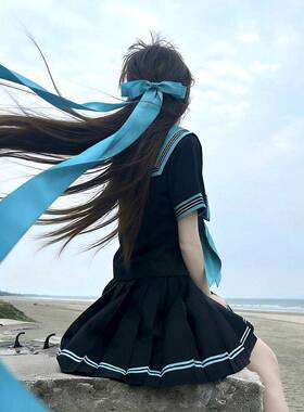 超长飘带蝴蝶结发夹湖蓝黛绿JK制服百搭头饰发带五一海边拍照神器