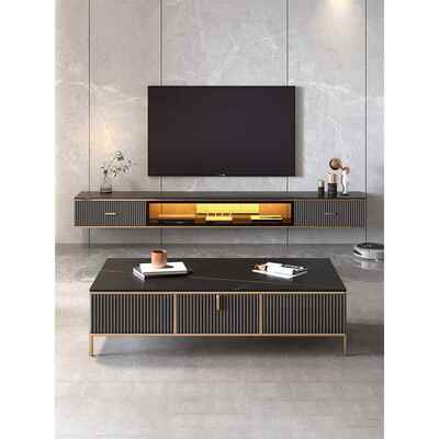 岩板悬F87JT8T7墙空壁挂式电视柜现代简约轻奢小茶挂几组合户型客