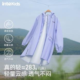 全身女孩小学生上学专用雨披 儿童雨衣男童中大童带书包位2025新款