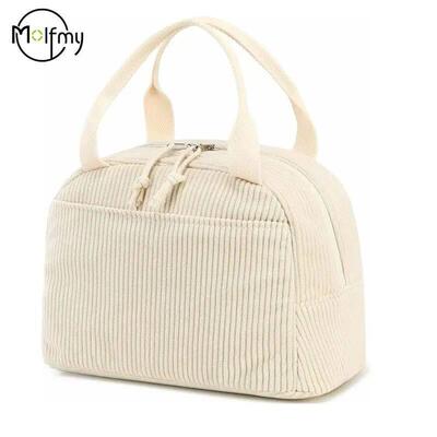 Corduroy Lunch Bag Thermal Insulation Lunch Box Storage Hand