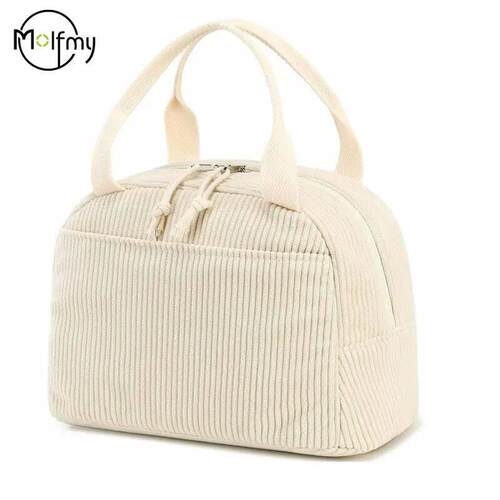 Corduroy Lunch Bag Thermal Insulation Lunch Box Storage Hand