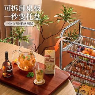 中古风零食置物架家用多层落地架子厨房菜篮子可移动小推车收纳架