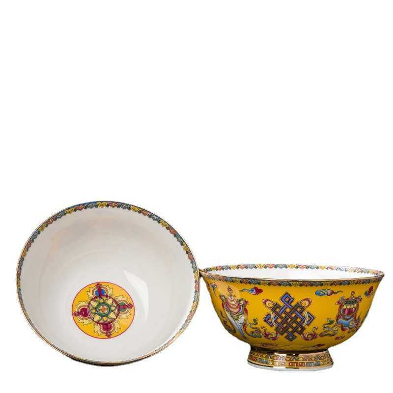 面碗描金珐琅彩瓷碗中式宫廷风景德镇仿古骨瓷碗高脚碗陶瓷礼品碗,餐饮具,碗,淘宝优惠券,粉丝福利购,淘宝优惠卷