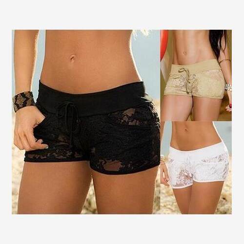 Summer Ripped Lace shorts Women Hot Pants 破洞蕾丝短裤女热裤