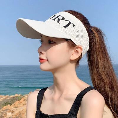 Women's Sun Hat with Hollow Top, Thin Summer Style with Lett