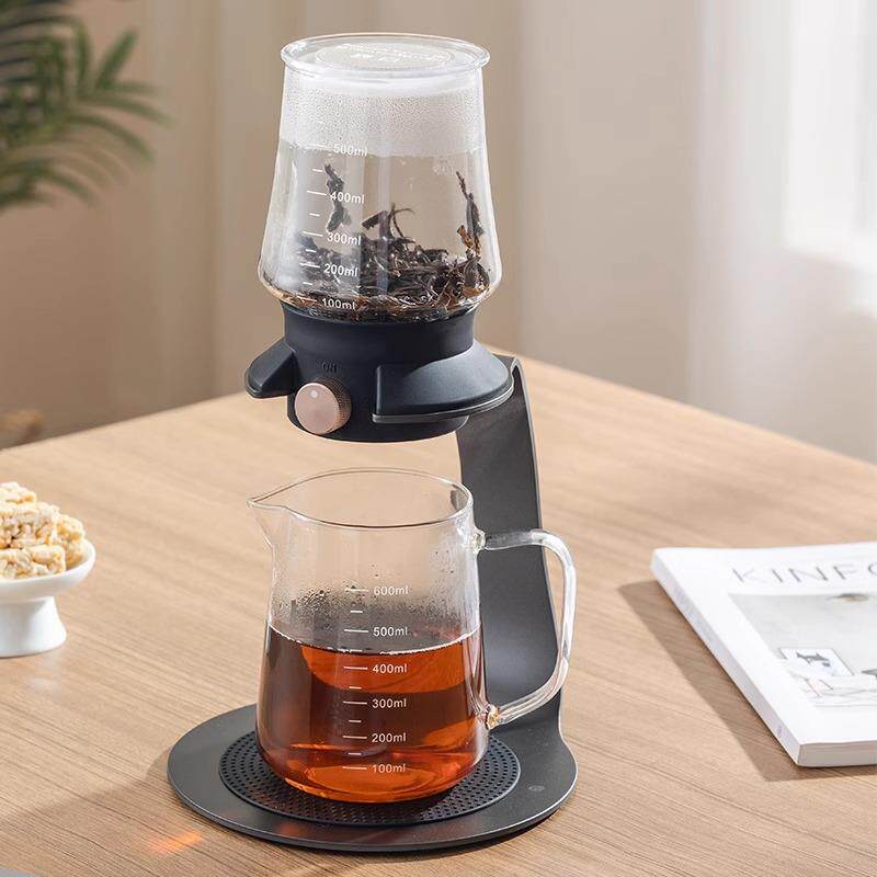 小可泡茶壶新中式商用冲茶壶玻璃自动茶具套装懒人泡茶神器600ml