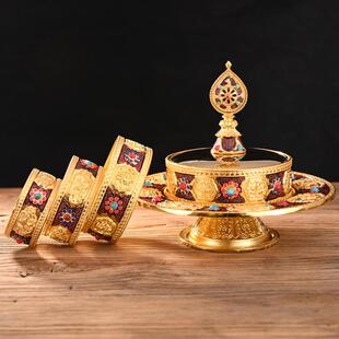 藏传八吉祥曼扎盘曼供盘曼茶罗修盘曼达供带托盘中号