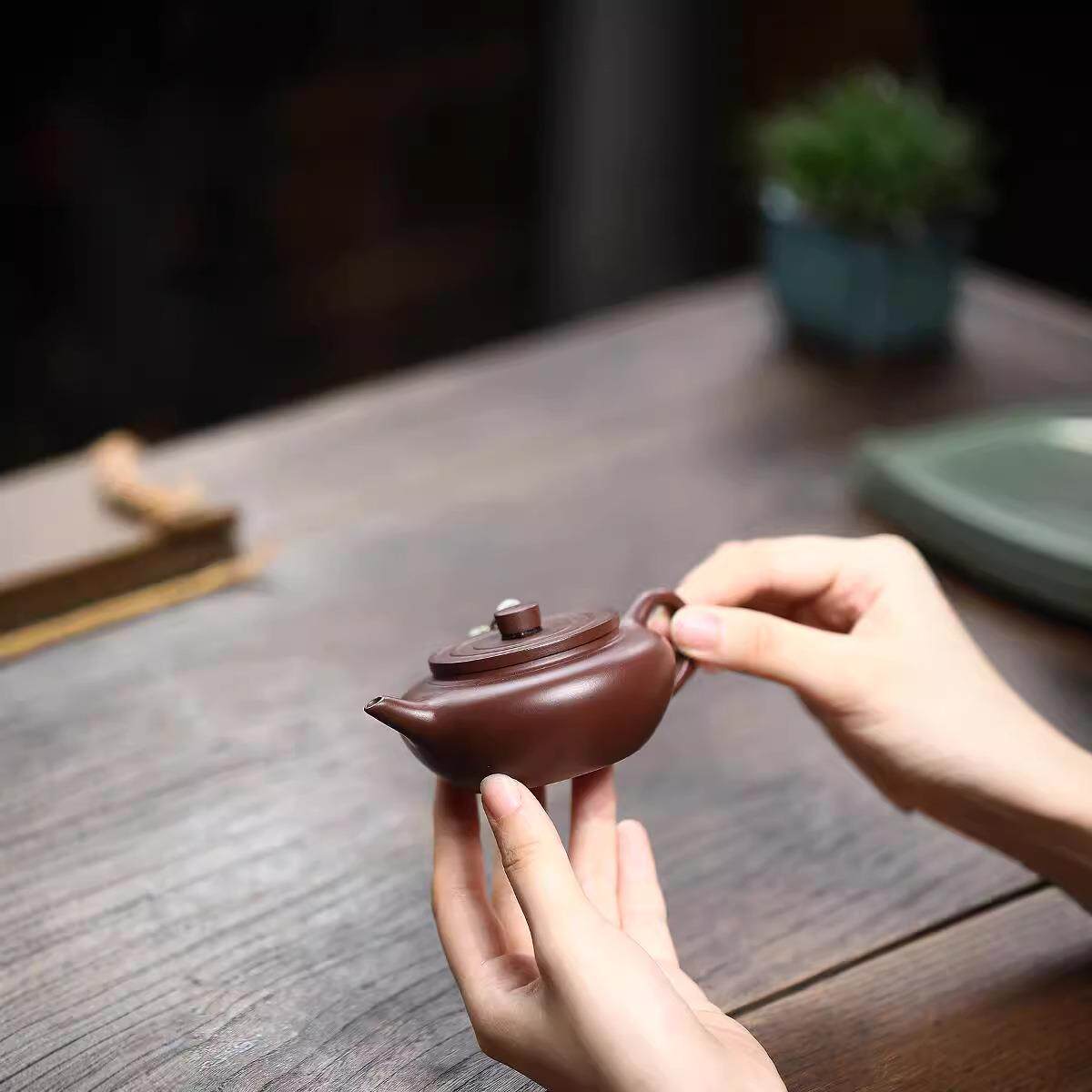 承原XBL扁矿紫销密泥光素小品紫砂壶文分名家手工茶壶