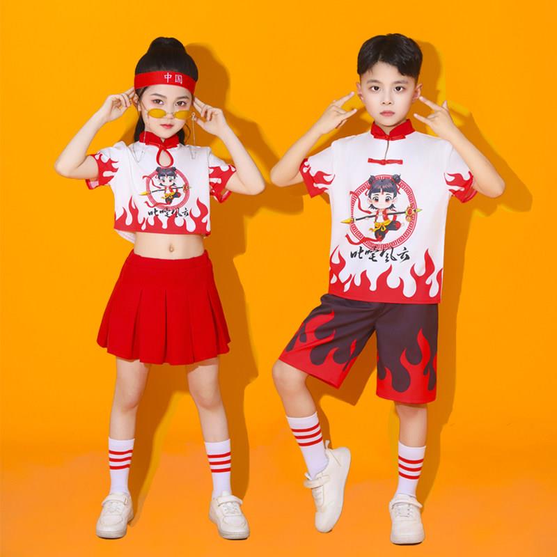 国风哪吒儿童啦啦队演出服幼儿园团体啦啦操班服小学生运动会服装