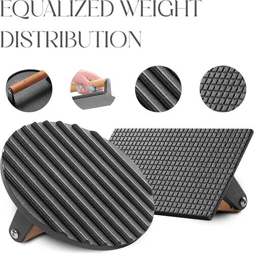 Cast Iron Grill Press Burger Steak Griddle Skillet