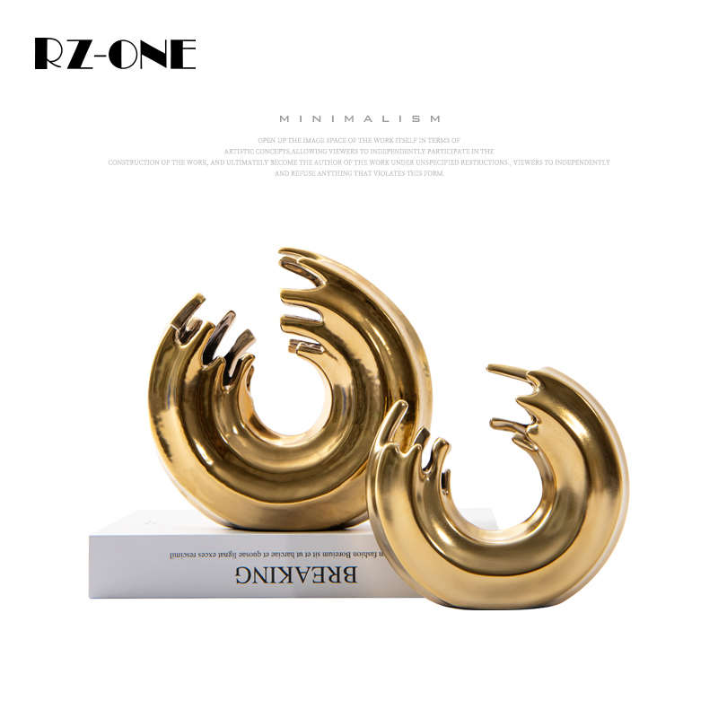 Rzone 简约现代轻奢陶瓷花瓶插花器样板房间软装饰品桌面艺术摆件