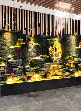 假山水幕墙喷泉水景摆件玄关庭院酒店流水屏隔断造景门厅鱼池装饰