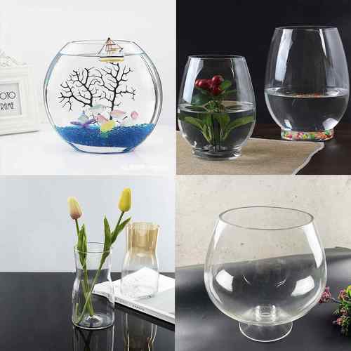 微景观水培花瓶桌面龙蛋生态鱼缸花瓶酒杯花盆透明圆形玻璃金鱼缸