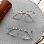 正品 覆古多边形半框近眼潮镜男女可数配有度视防蓝光辐射素颜护目