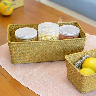 收纳筐姜蒜篮放菜水果的桌面杂物整理盒小物件玄关编织无盖药箱子