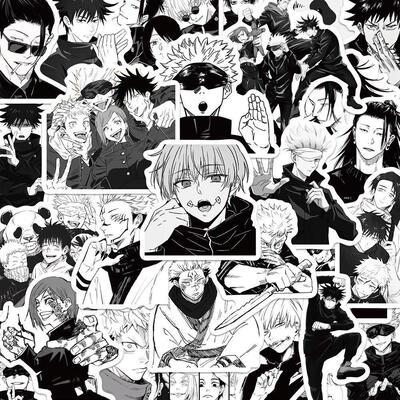 50黑色和白色的日本漫画法术回归贴纸卡通Gojo Satoru友仁覆黑辉装饰防水贴纸