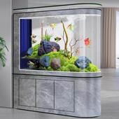 轻型豪华子弹鱼缸客厅隔断屏风懒大中型创意懒人无水换生态水族馆