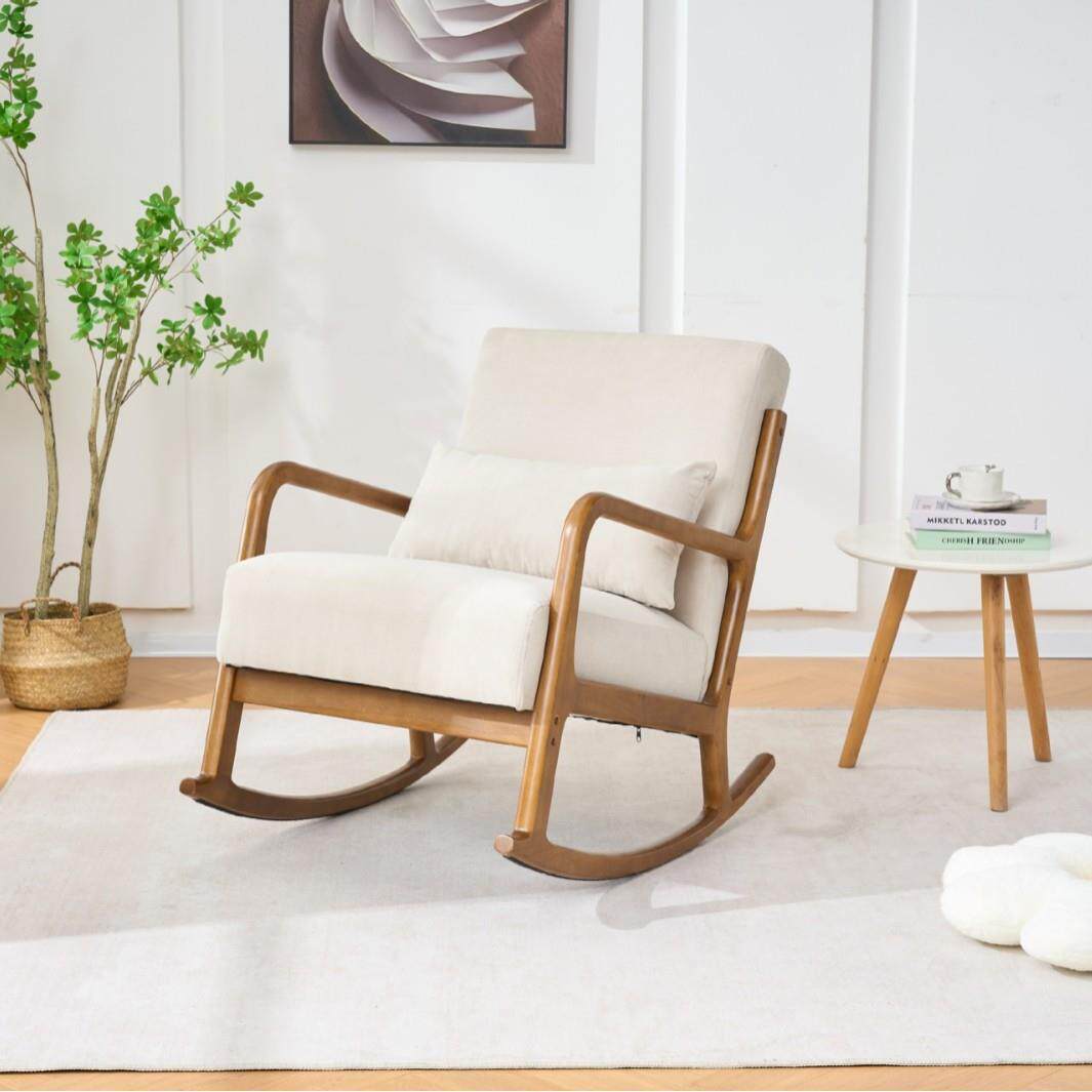 摇摇椅懒人可躺睡小户型客厅阳台休闲躺椅民宿卧室实木单人沙发椅